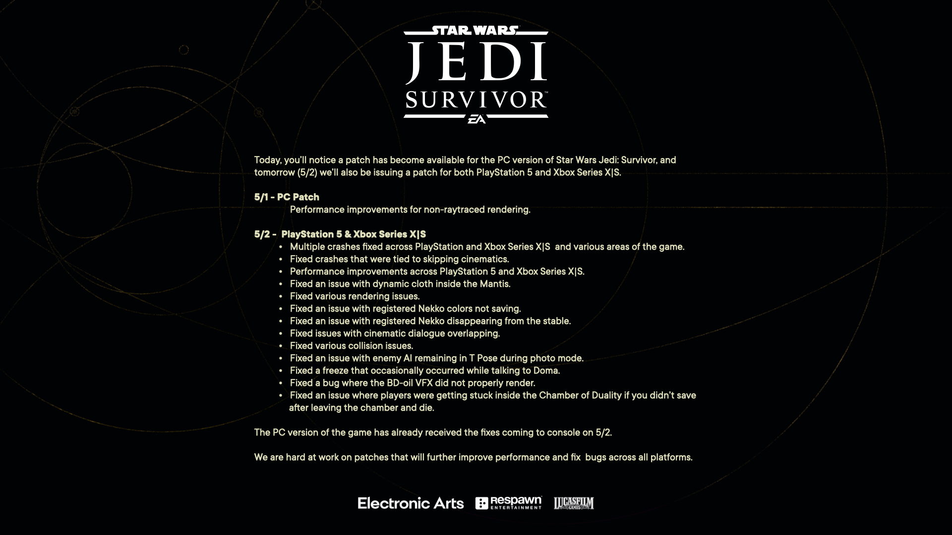 Poprawka Star Wars Jedi: Survivor rozwiązuje problemy z wydajnością	