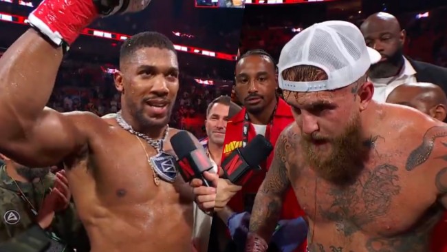 W momencie, gdy Jake Paul zostaje powalony po raz pierwszy w karierze przez Anthony'ego Joshuę