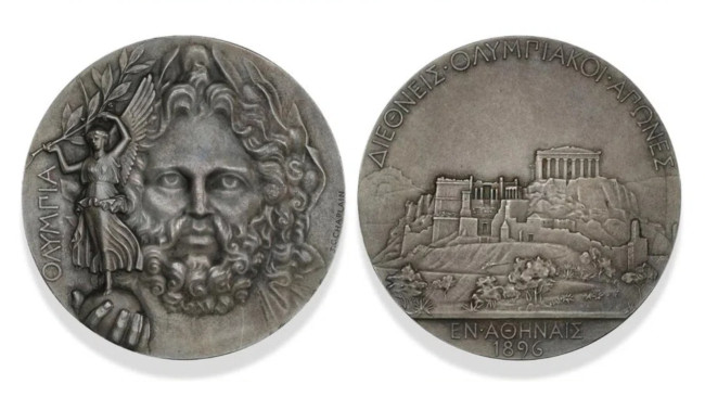 Autentyczny srebrny medal z Igrzysk Olimpijskich w 1896 roku sprzedany w Danii za ponad 150 000 euro