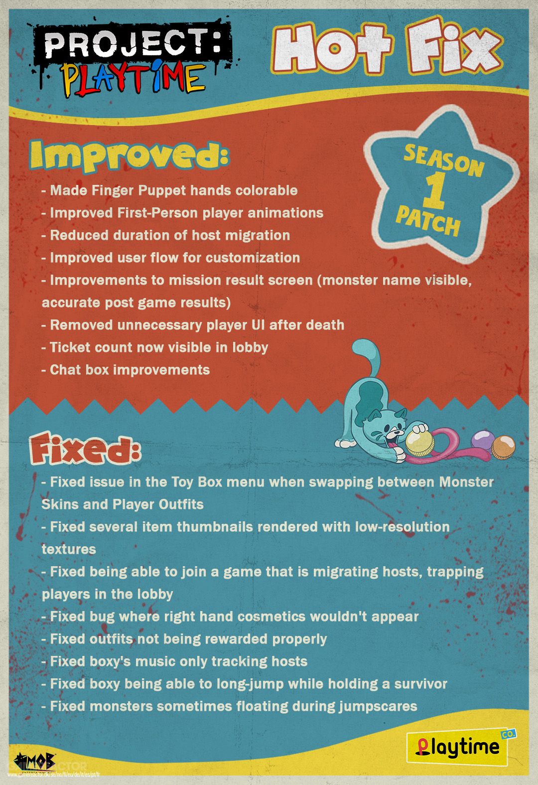 Najnowsza aktualizacja Project: Playtime wprowadza tytuł horroru do pierwszego sezonu	